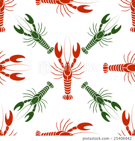 Vector seamless pattern with crayfishes or lobster Vector seamless pattern with crayfishes or lobster 25406942