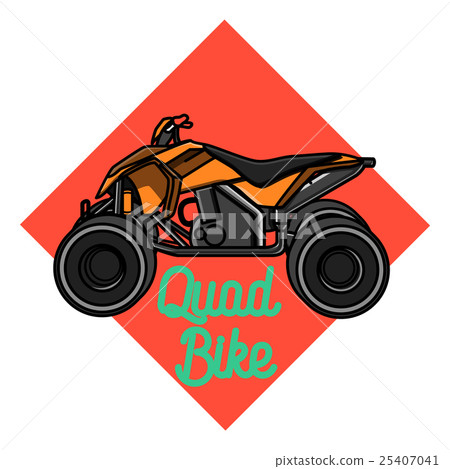 Color vintage quad bike emblem 25407041