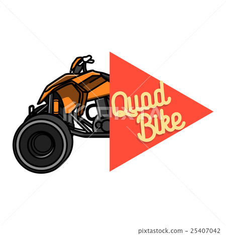 Color vintage quad bike emblem 25407042