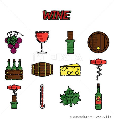 Wine flat icons set Wine flat icons set 25407113