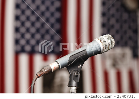 Old vintage microphone on the background of the Old vintage microphone on the background of the 25407313