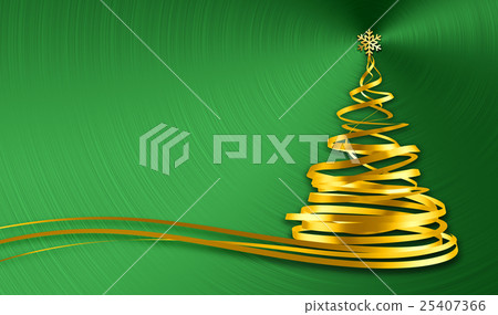 Christmas Tree From Gold Tapes Over Green 25407366