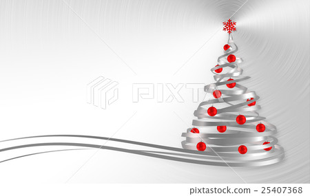 Christmas Tree From White Tapes With Red Balls 25407368