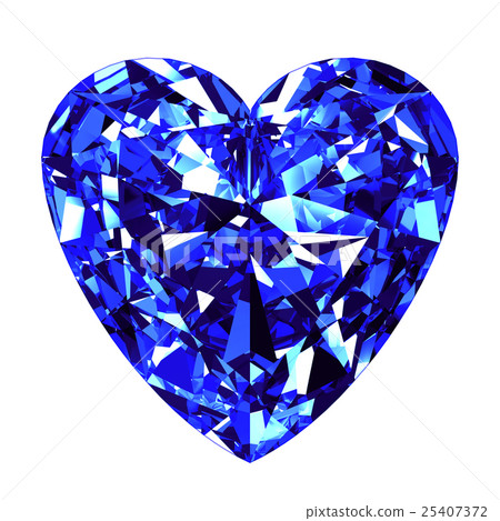 Sapphire Heart Cut Over White Background 25407372