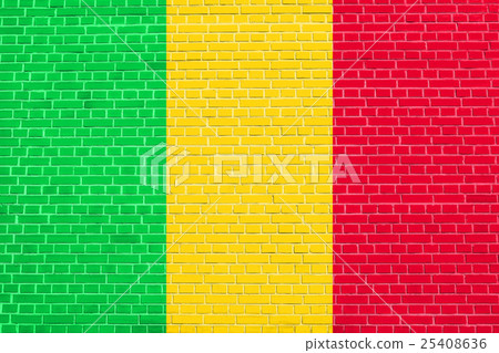 Flag of Mali on brick wall texture background 25408636