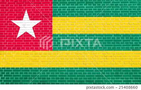 Flag of Togo on brick wall texture background Flag of Togo on brick wall texture background 25408660