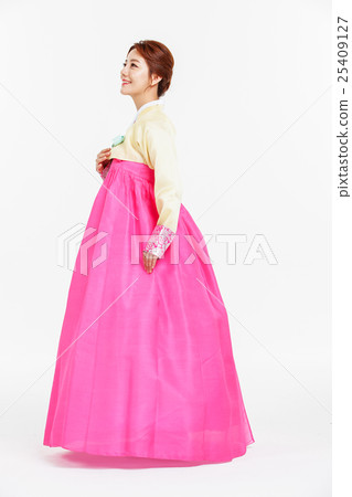 Asian Three Generation Family in Hanbok, Korean Traditional Clothes 25409127