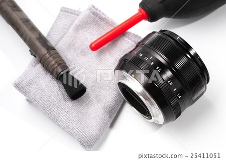 Tools for cleaning camera with lens on background. Tools for cleaning camera with lens on background. 25411051