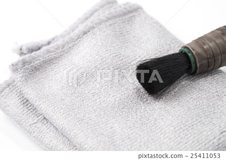 Lens cleaner pen with fiber on white background. Lens cleaner pen with fiber on white background. 25411053