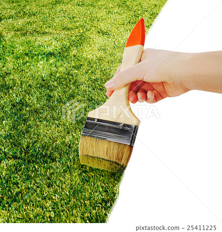 Female hand holding paint brush isolated Female hand holding paint brush isolated 25411225