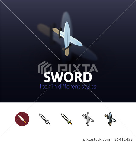 Sword icon in different style 25411452