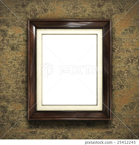 Wooden frame on color wallpaper Wooden frame on color wallpaper 25412243
