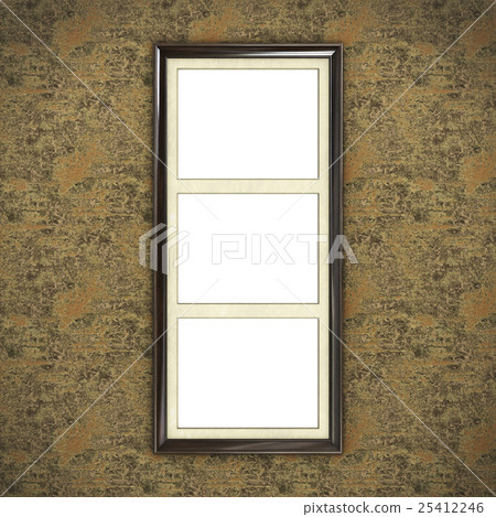 Wooden frame on color wallpaper Wooden frame on color wallpaper 25412246