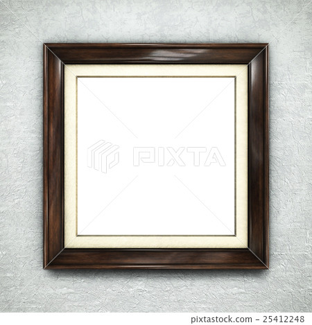 Wooden frame on wallpaper Wooden frame on wallpaper 25412248