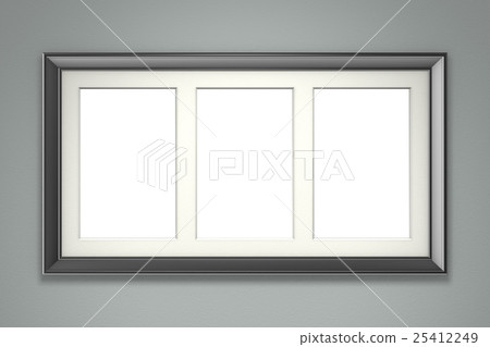 Black picture frame on gray wall Black picture frame on gray wall 25412249