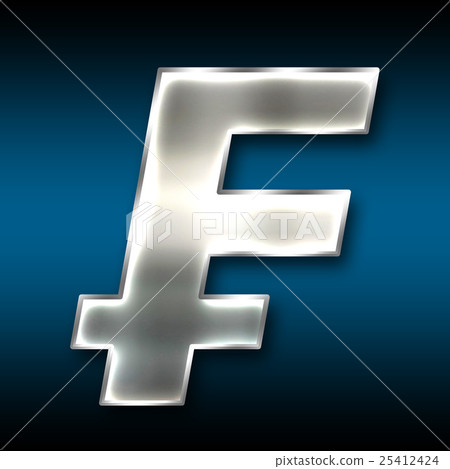  Colorful 3D font on dark background: currency symbol - franc (high resolution 3D CG rendering ∕ coloring illustration) 25412424
