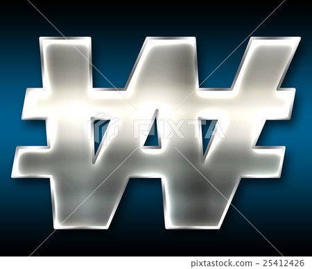  Colorful 3D font on dark background: currency symbol - Korean won (high resolution 3D CG rendering ∕ coloring illustration) 25412426