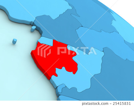 Gabon in red on blue globe 25415831