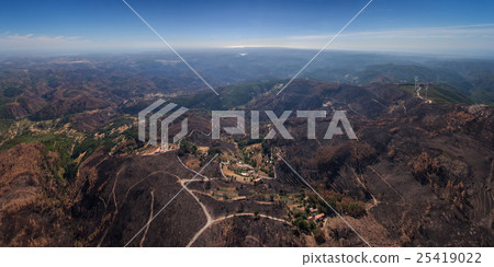 Burned forest Monchique. View from the sky. 25419022