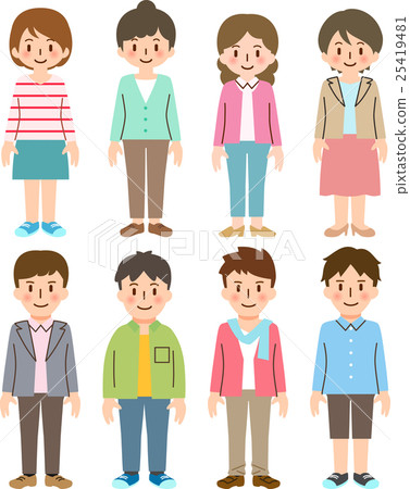 Young man and woman illustration set 25419481