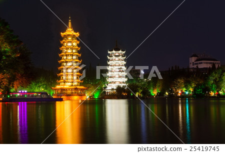 Two towers landmark of Guilin China 25419745