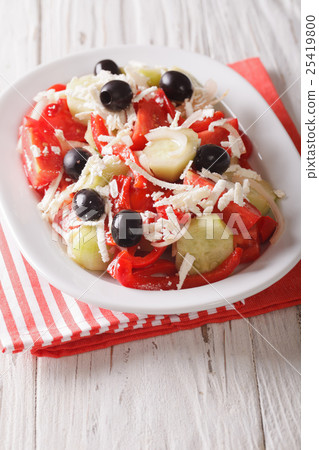 Shopska salad from fresh vegetables with feta 25419800