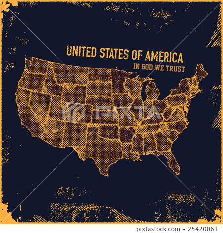 Retro distressed insignia with US map. 25420061