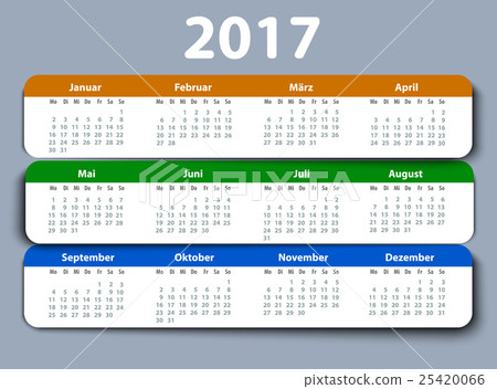 Calendar 2017 year German. Week starting on Monday Calendar 2017 year German. Week starting on Monday 25420066
