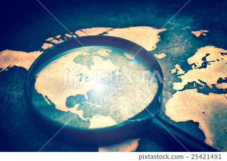 Global Business Image Loupe World Map 25421491