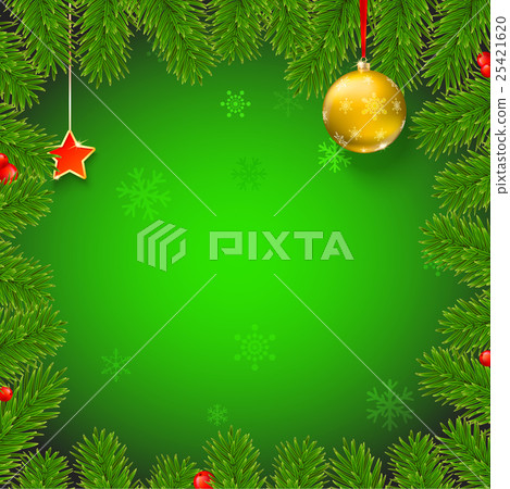 Christmas background with fir branches, red - Stock Illustration ...