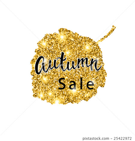 Autumn Sale brush lettering. Gold glitter banner. 25422972