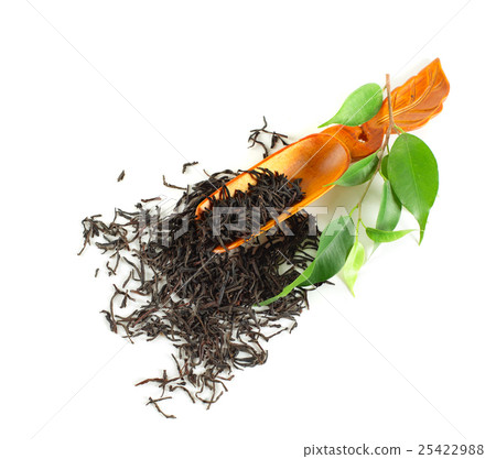 Tea and green leaf isolated on white 25422988