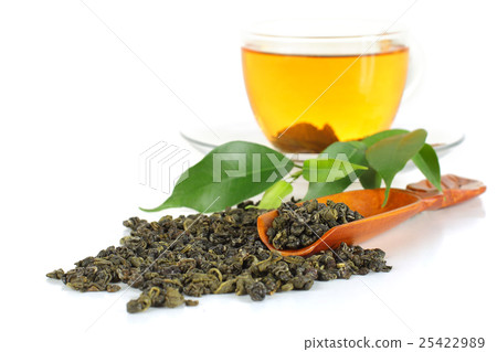 Green tea on white 25422989
