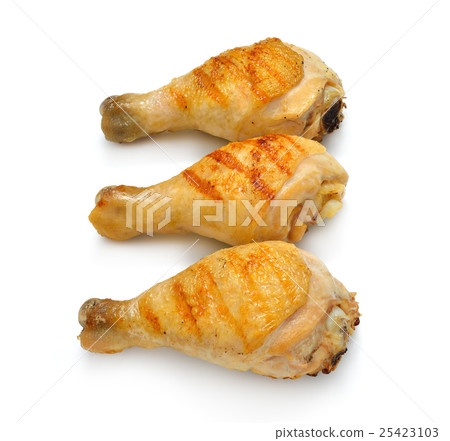 Grilled chicken legs isolated on white background 25423103