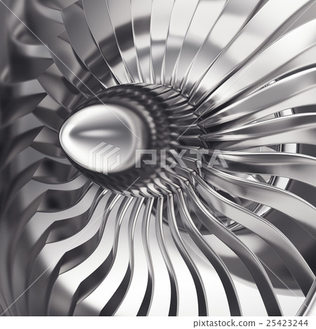 Turbo-jet engine of the plane, close up. 3d 25423244