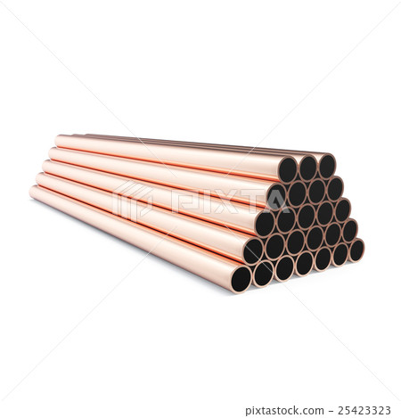 Copper pipes isolated on white background. 3d Copper pipes isolated on white background. 3d 25423323