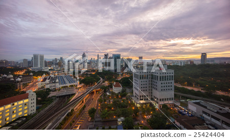 High aerial view of Kuala Lumpur city at sunrise High aerial view of Kuala Lumpur city at sunrise 25424404