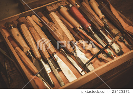 Close-up of the carpenter tools in restorer 25425371