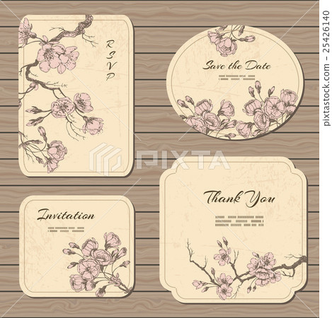 Vintage blooming sakura card templates 25426140