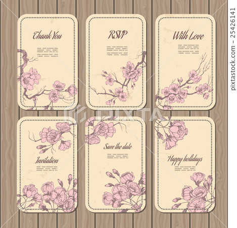 Vintage blooming sakura card templates 25426141