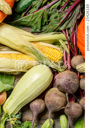 Corn on the cob and other vegetables 25426189