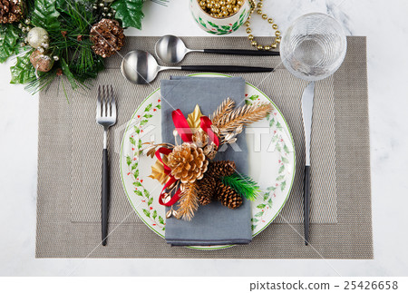 Christmas And New Year Holiday Table Setting 25426658