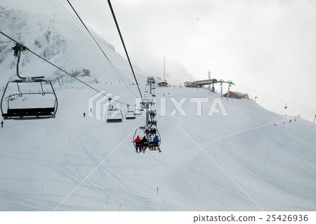 Skiing slopes from the lift 25426936