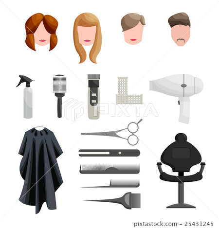 Hairdresser Icons set, cartoon style Hairdresser Icons set, cartoon style 25431245