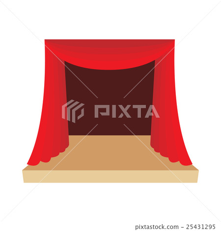 Theater stage with red curtain icon cartoon style Theater stage with red curtain icon cartoon style 25431295