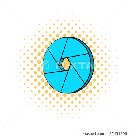 Blue camera aperture icon, comics style Blue camera aperture icon, comics style 25431296