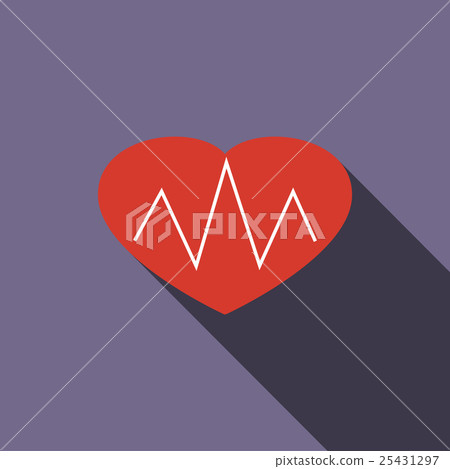 Heartbeat icon, flat style 25431297