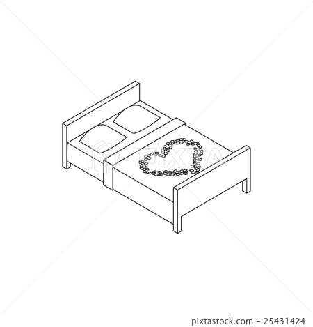 Double bed icon, isometric 3d style Double bed icon, isometric 3d style 25431424