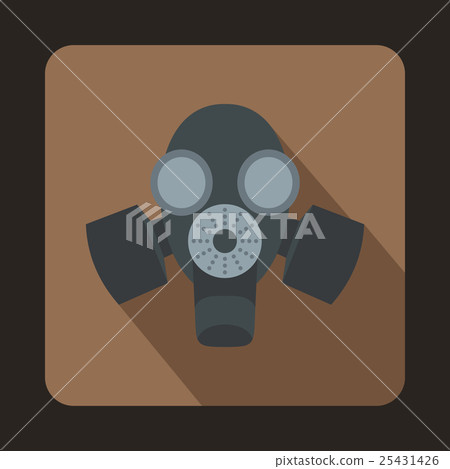 Black gas mask icon, flat style 25431426