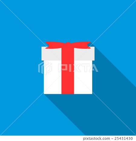 Gift box with bow icon, flat style Gift box with bow icon, flat style 25431430